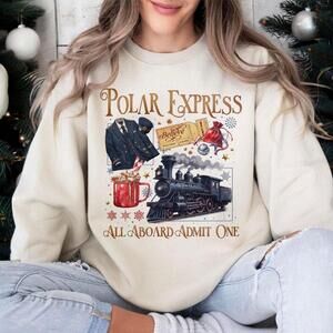 Polar Express All Abroad Funny Clip Art Nor Sweatshirt Xmas Christmas